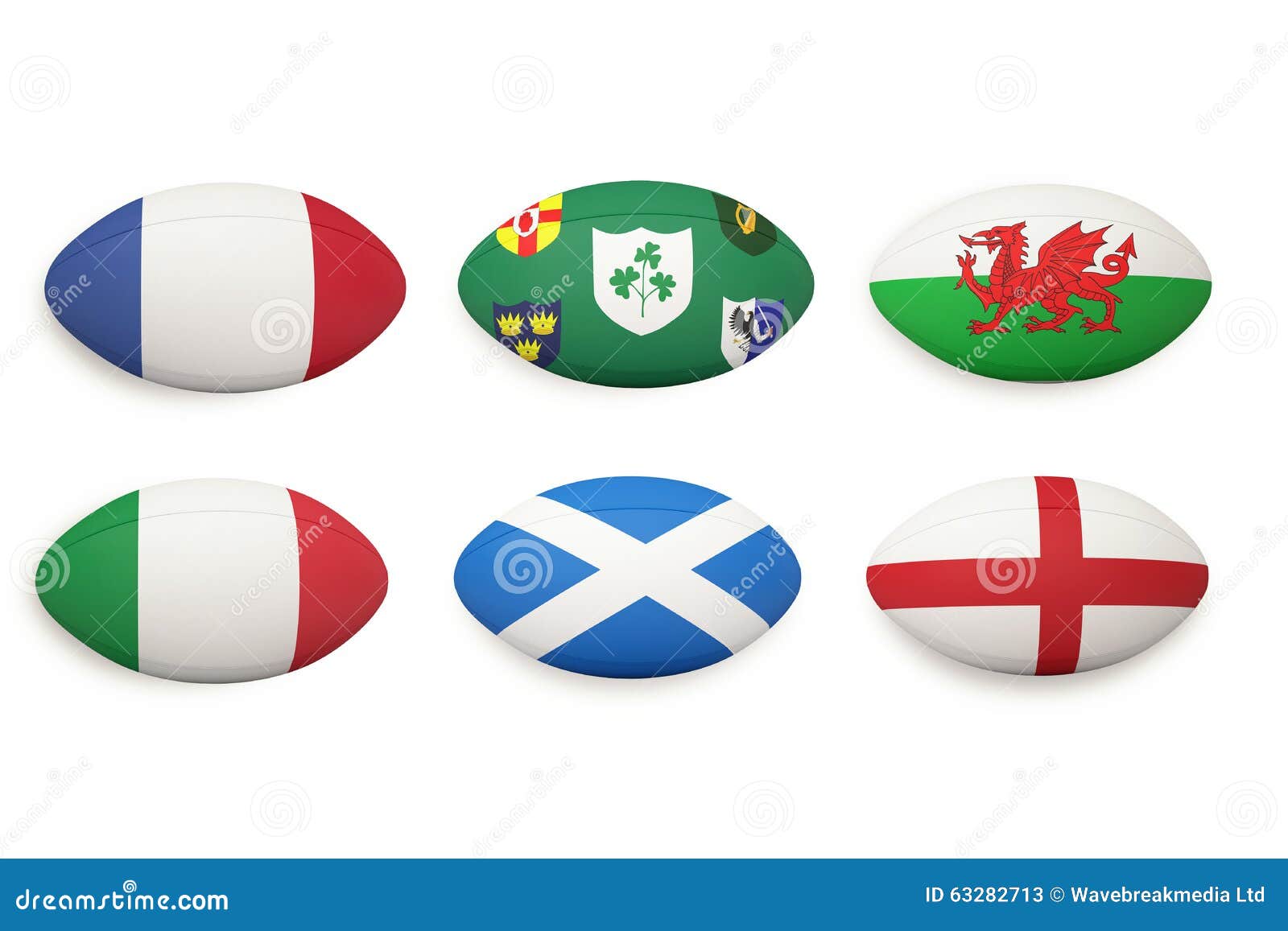 Nations Rugby Six Stock Illustrations