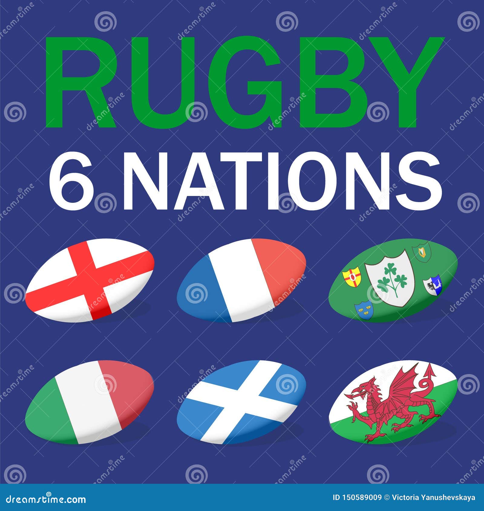 Six Nations Rugby Stock Illustrations
