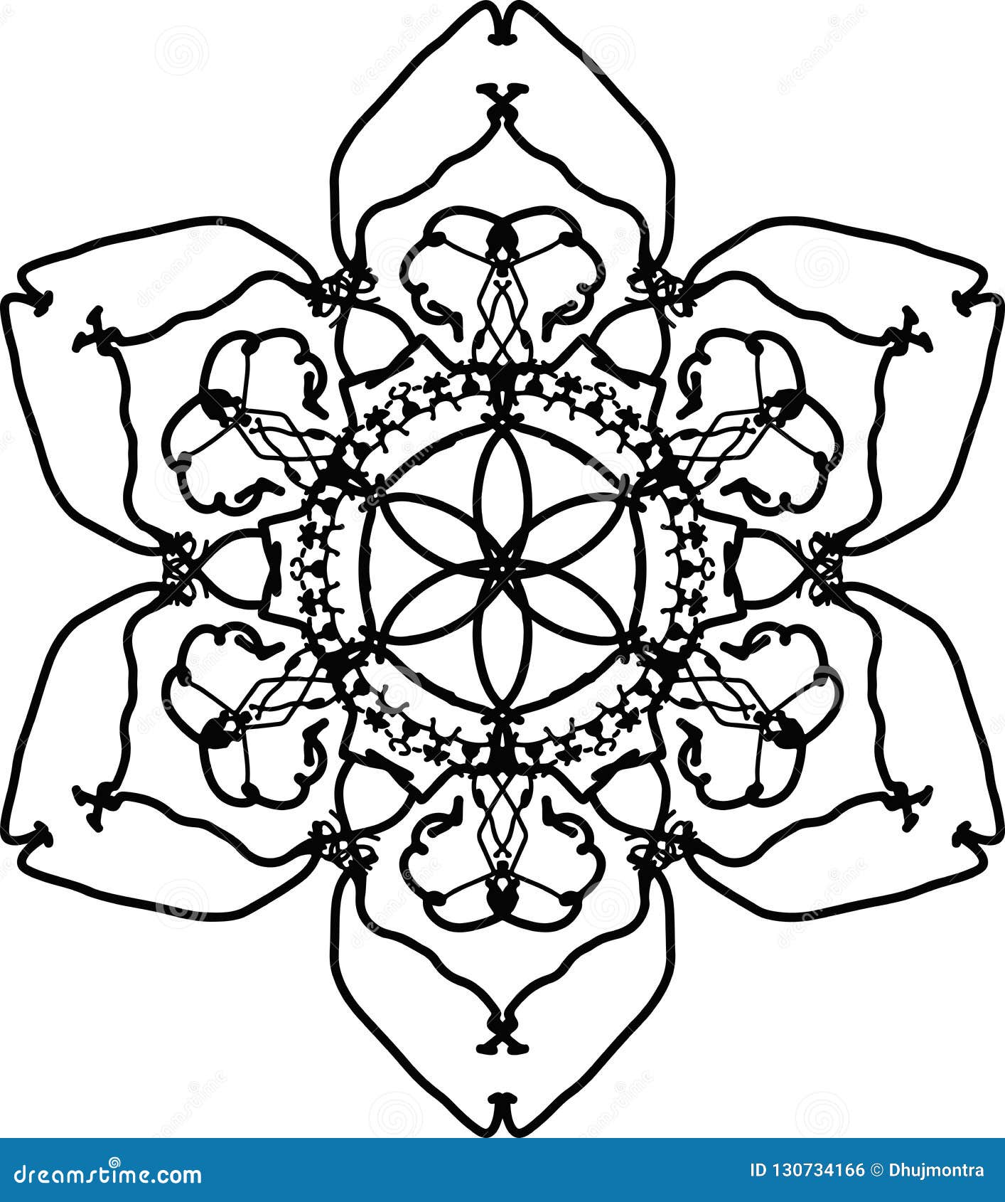 Fleur De Mandala Avec Le Petit Ombrage Au Centre Et Le Long Du Bord De La  Page De Coloration Zen De Pétales Pour Les Petits Et Les Illustration de  Vecteur - Illustration