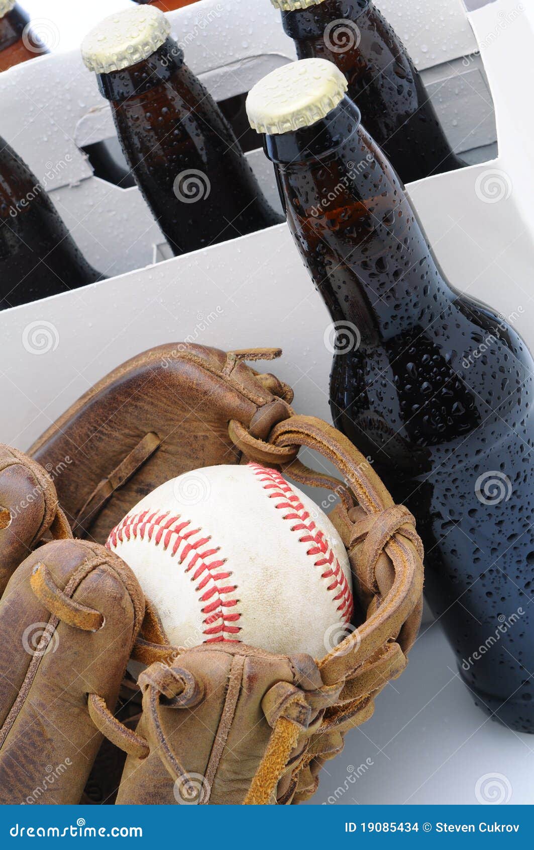 Six Pack of Beer and Baseball Glove Stock Photo Image of beverage, pack 19085434