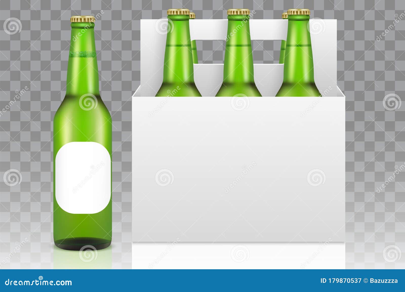 Download Six Pack Of Beer Mockup Vector Realistic Illustration Stock Vector Illustration Of Green Craft 179870537