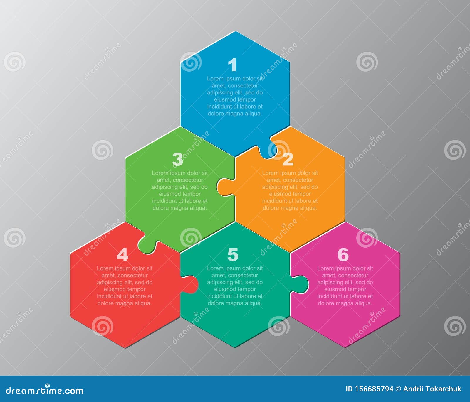 6 Pieces Jigsaw Strategy Puzzle PowerPoint Template