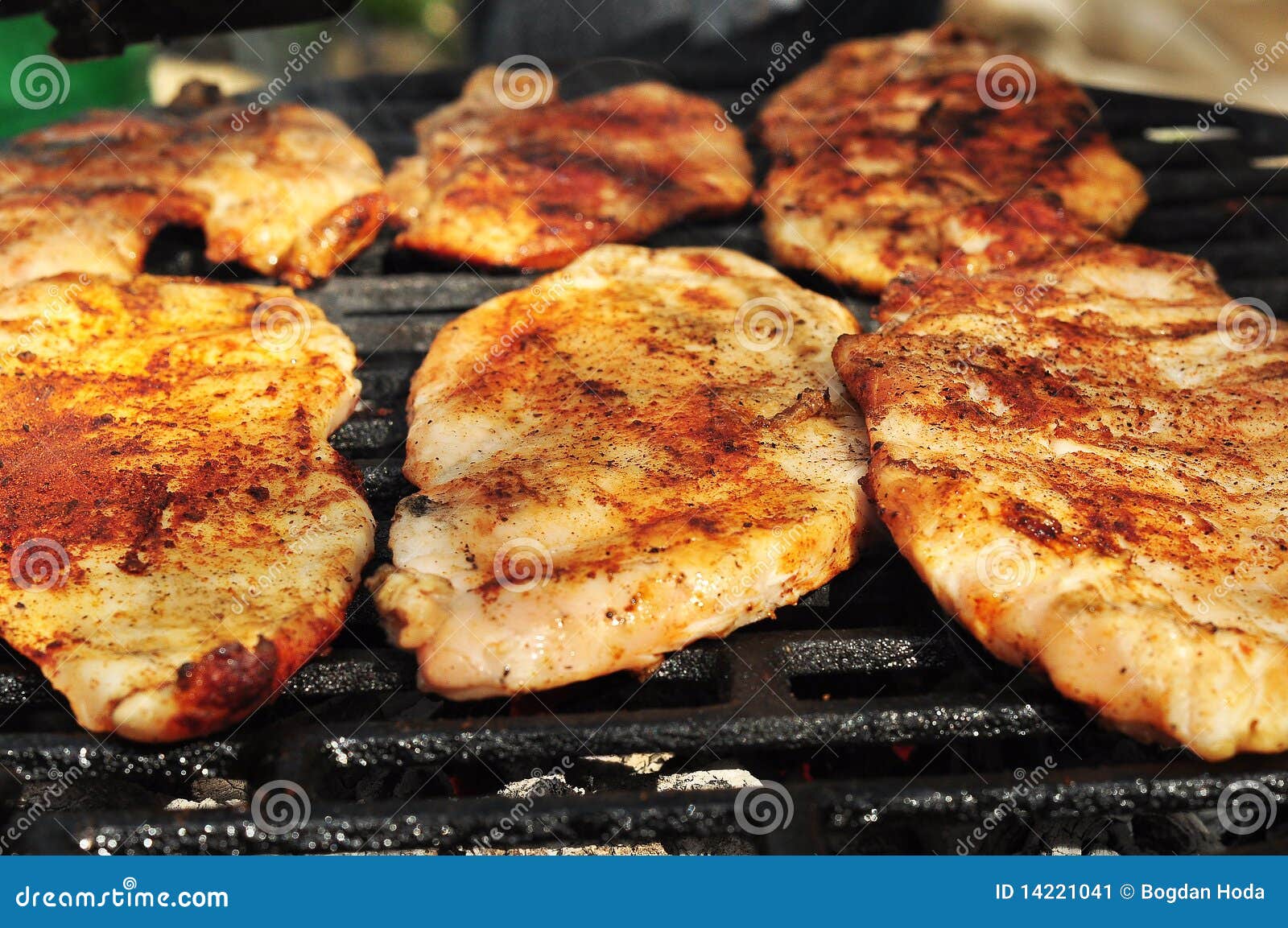 six pieces of marinated chicken breast
