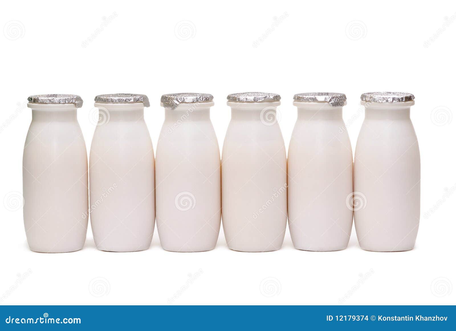 Six Plastic Bottles with Milk Isolated Stock Photo Image of object, health 12179374