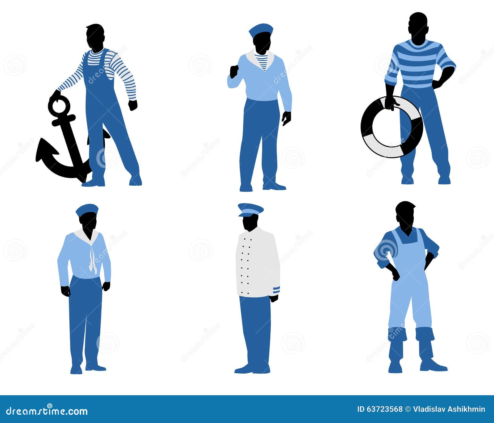 six sailors silhouettes