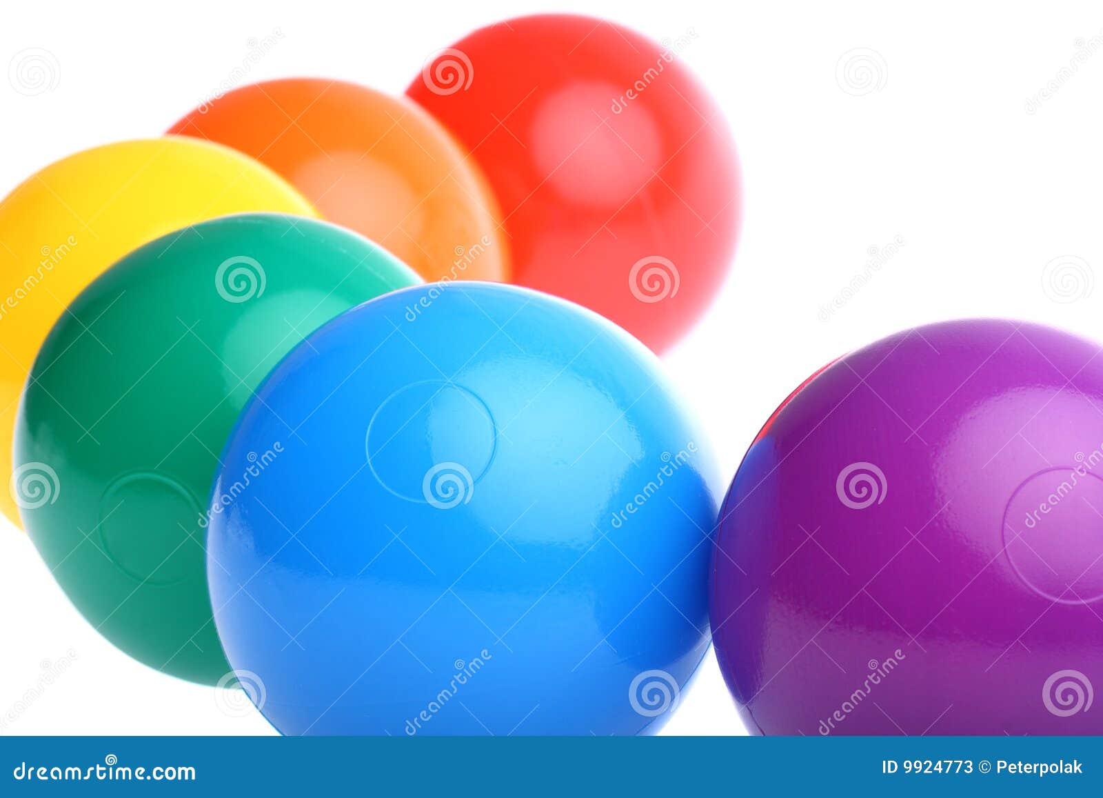 Six Shiny Coloured Plastic Toy Balls Isolated Stock Image Image of
