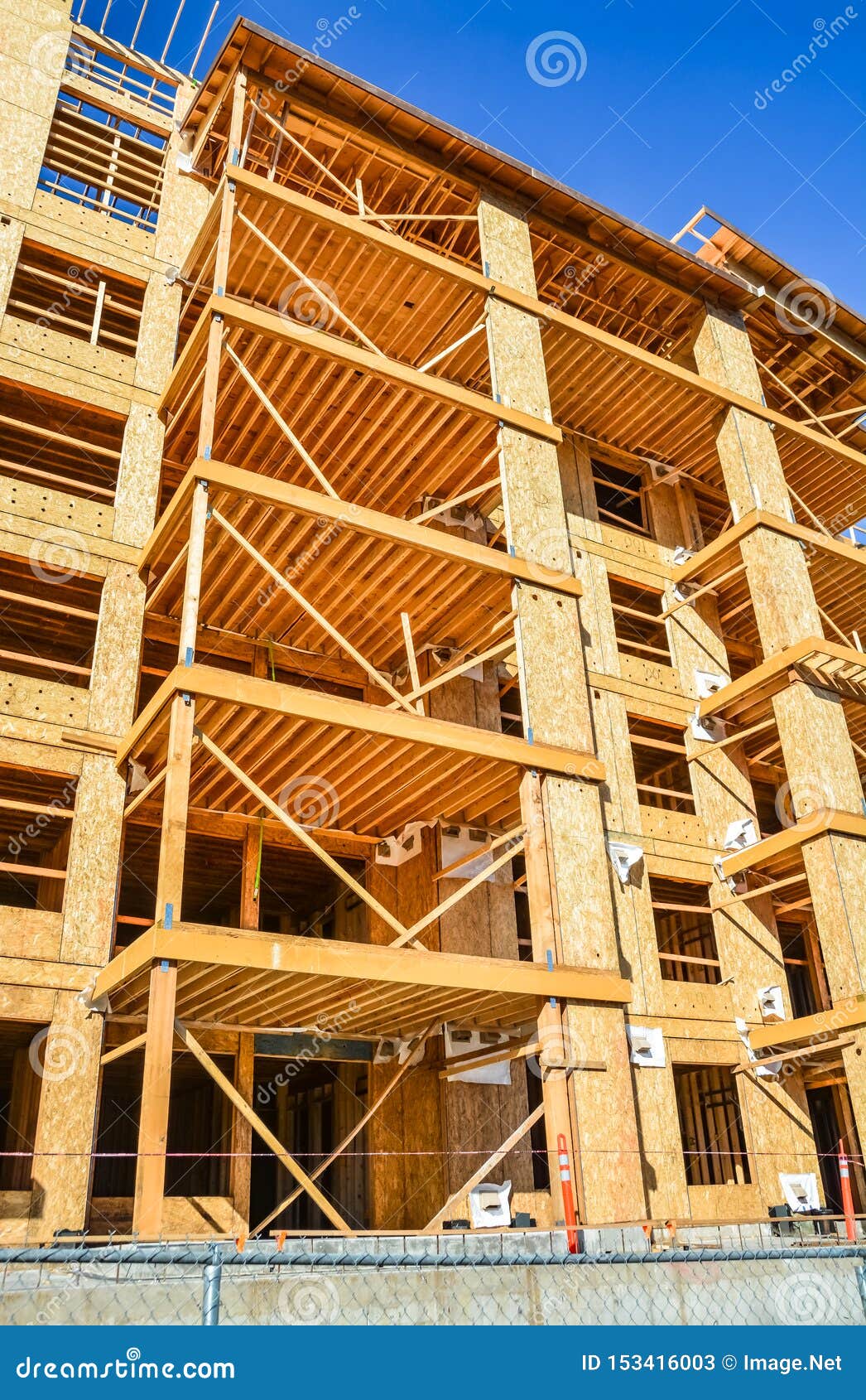 Six Storey Frame Building Under Construction on Concrete Foundation Bed