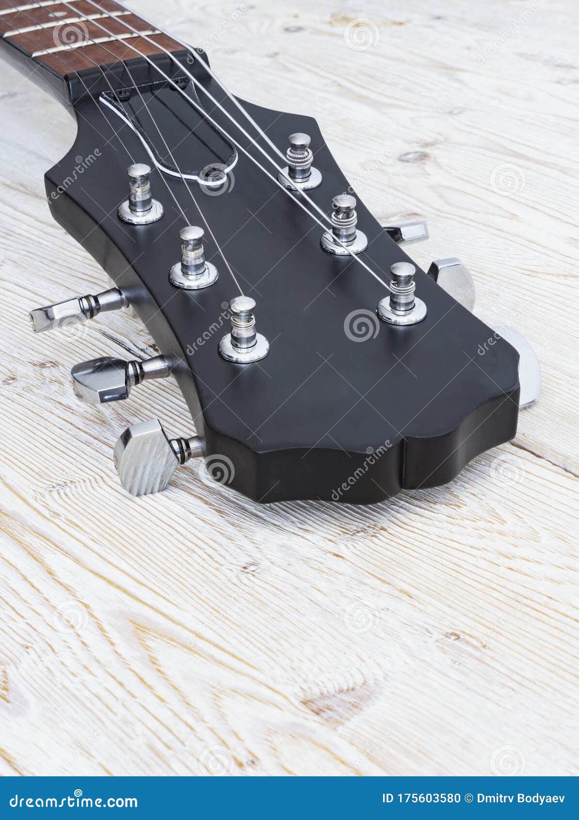 Sixstringed Guitar Neck with Steel Strings Stock Photo Image of