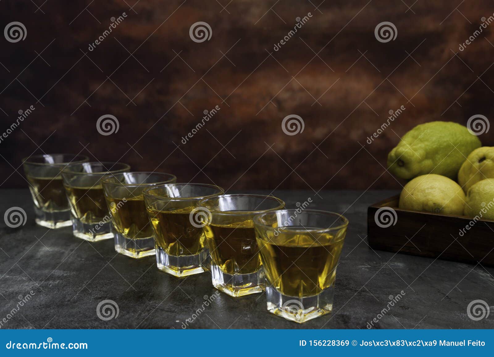 six tequila shots and lemon basquet