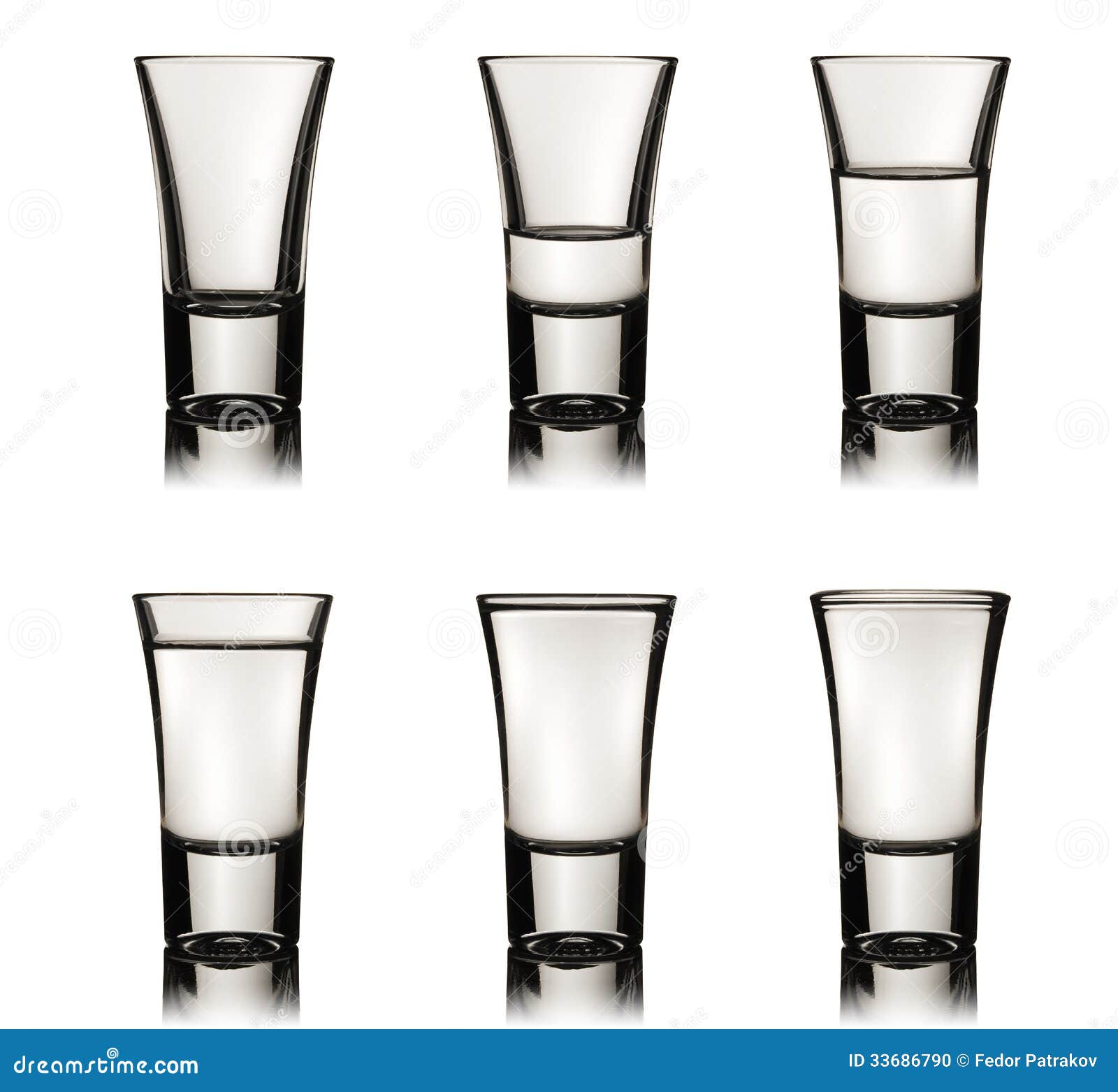 Six vodka glasses stock photo. Image of twothirds, black 33686790