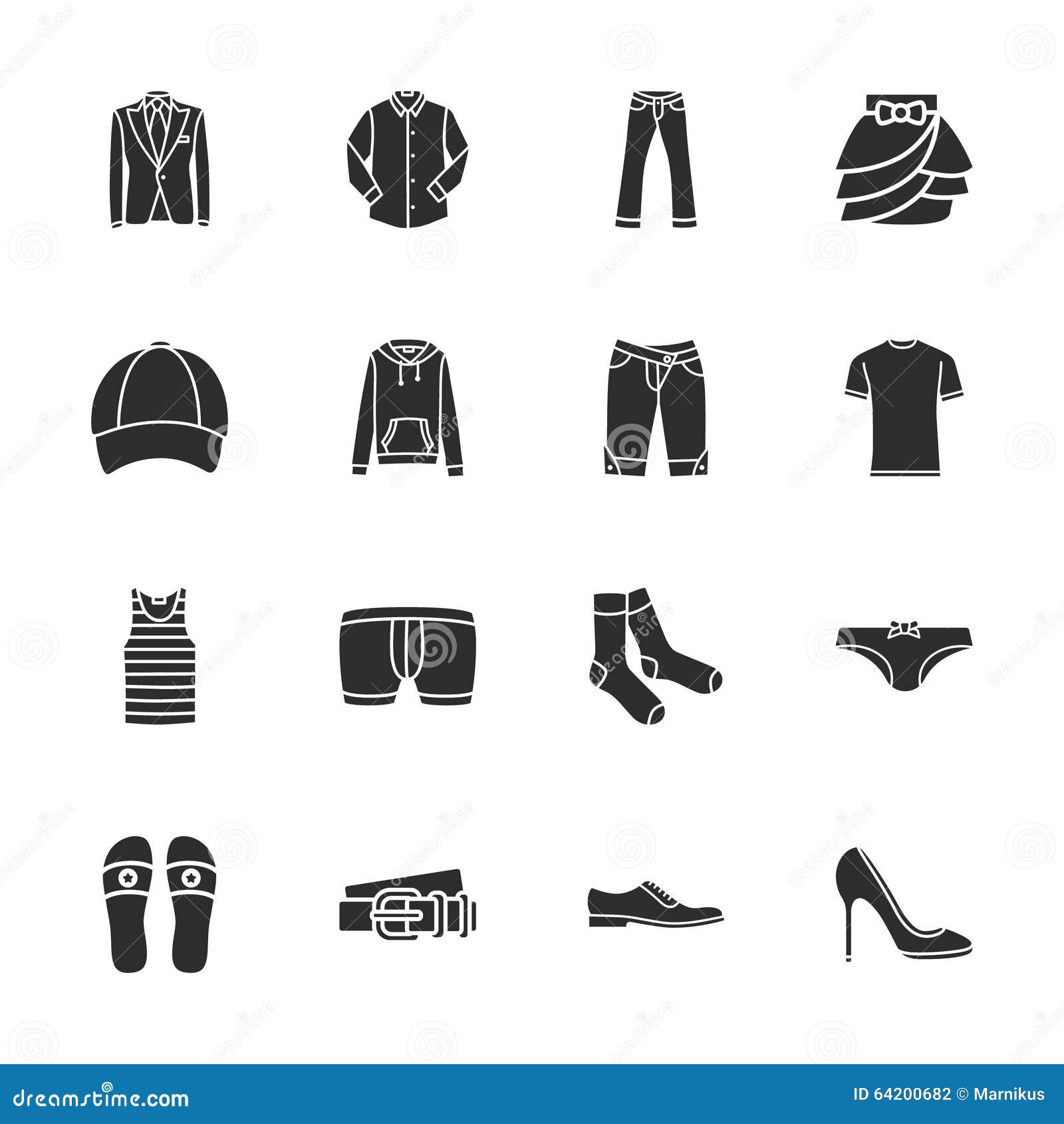 Sixteen Modern Clothes Icons Stock Vector - Illustration of pictogram ...