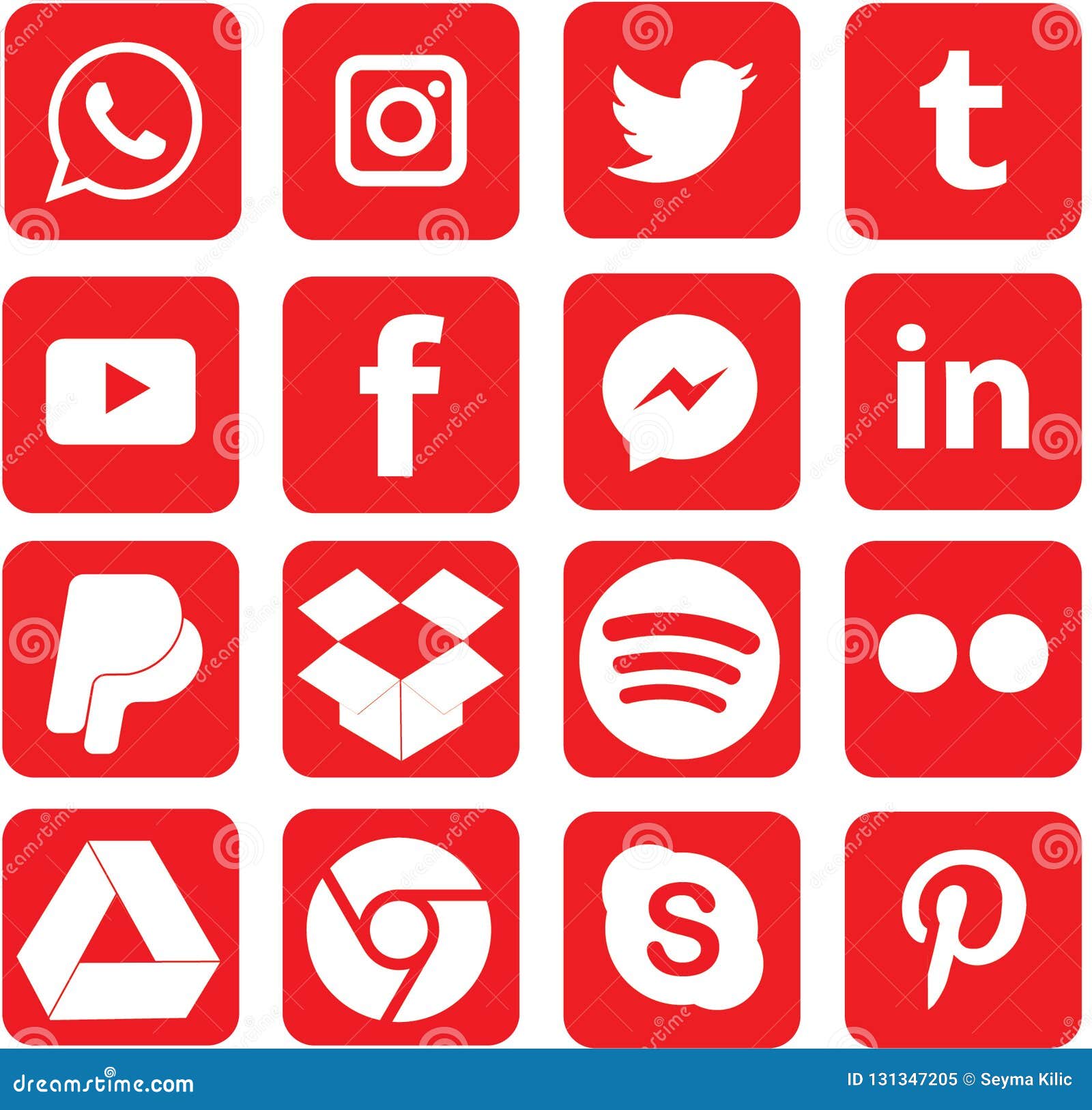 Red Colored Social Media Icons For Christmas Editorial Image