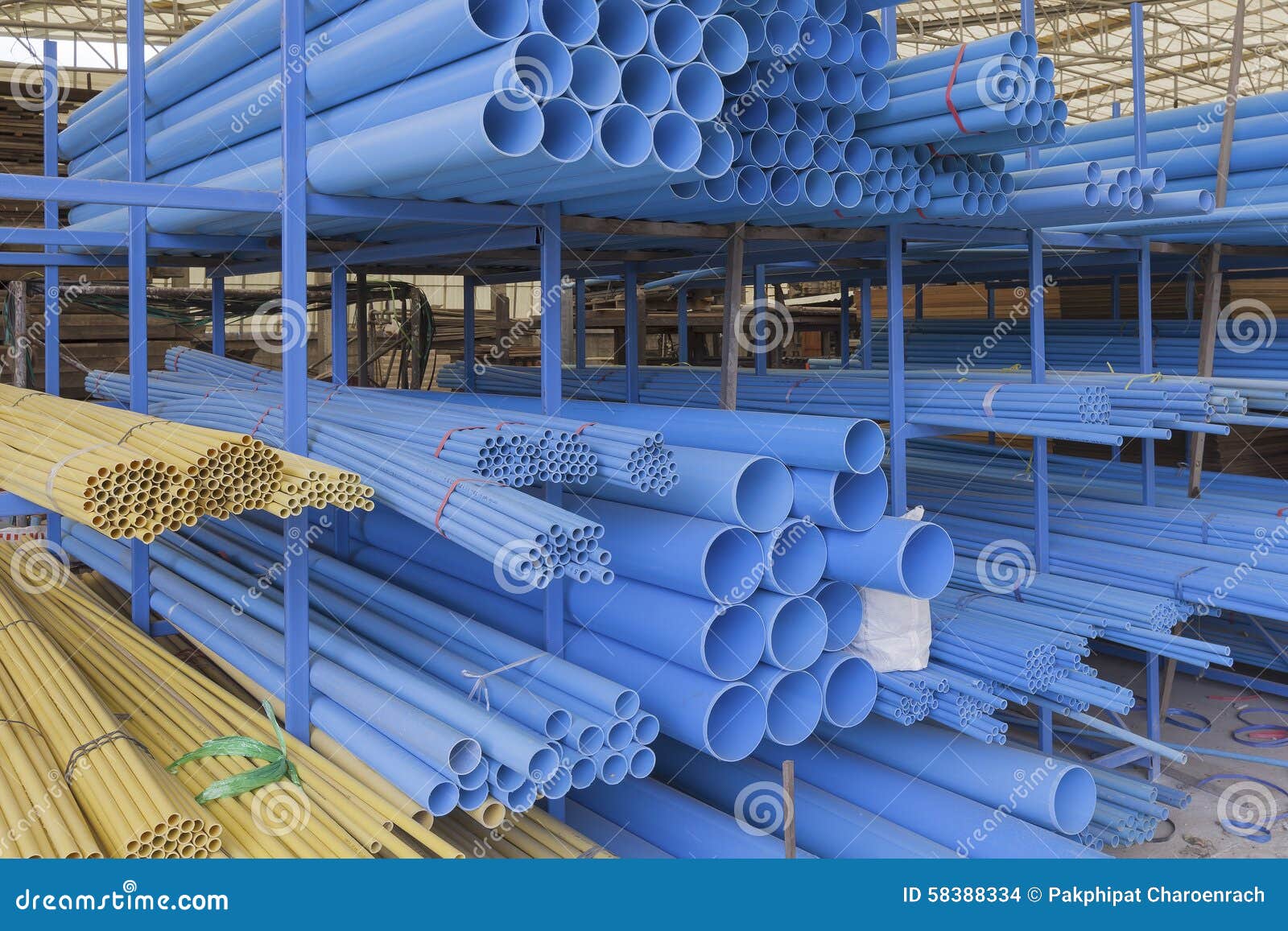 Size of Pvc Pipes in Materials Warehouse. Stock Photo Image of