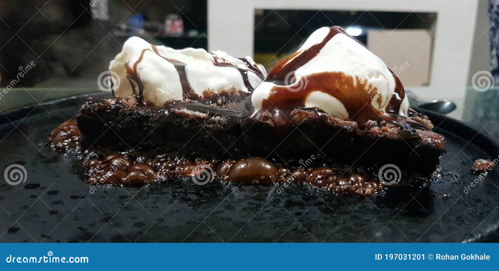 Sizzling Chocolate Brownie With Vanilla Icecream Stock Image Image Of