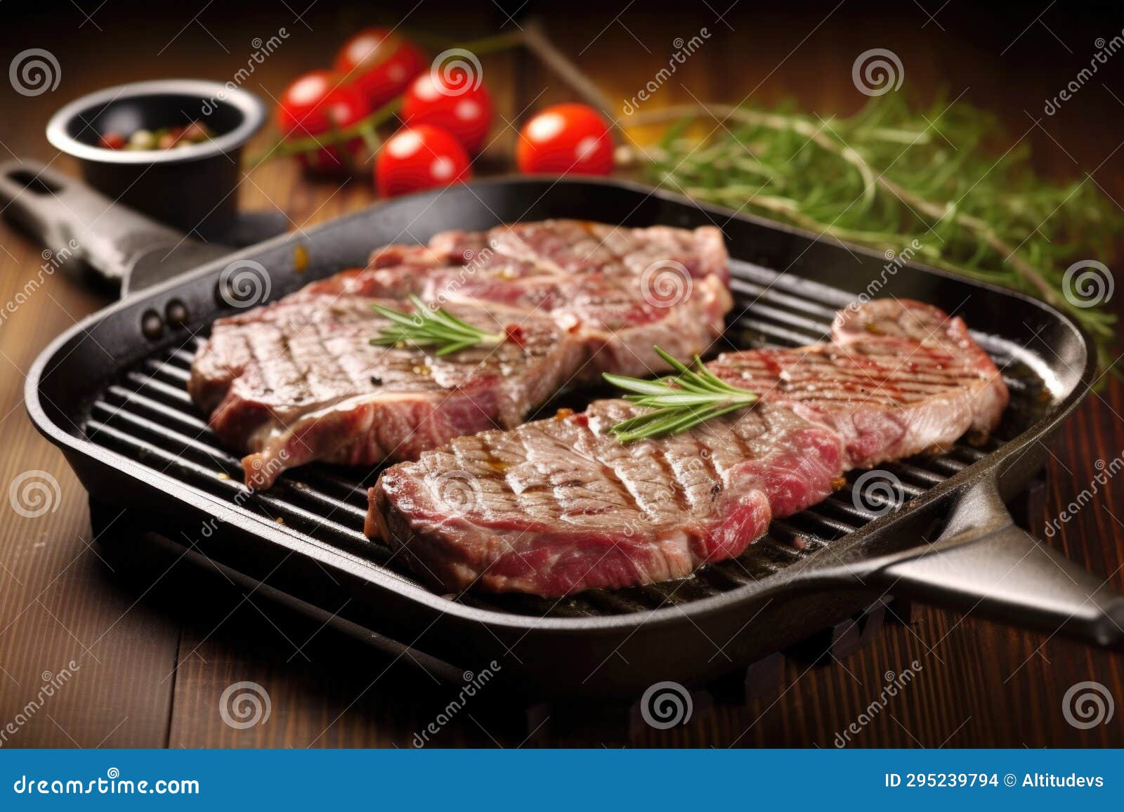 Sizzling Ribeye Steak on a Hot Grill Pan Stock Photo Image of seared