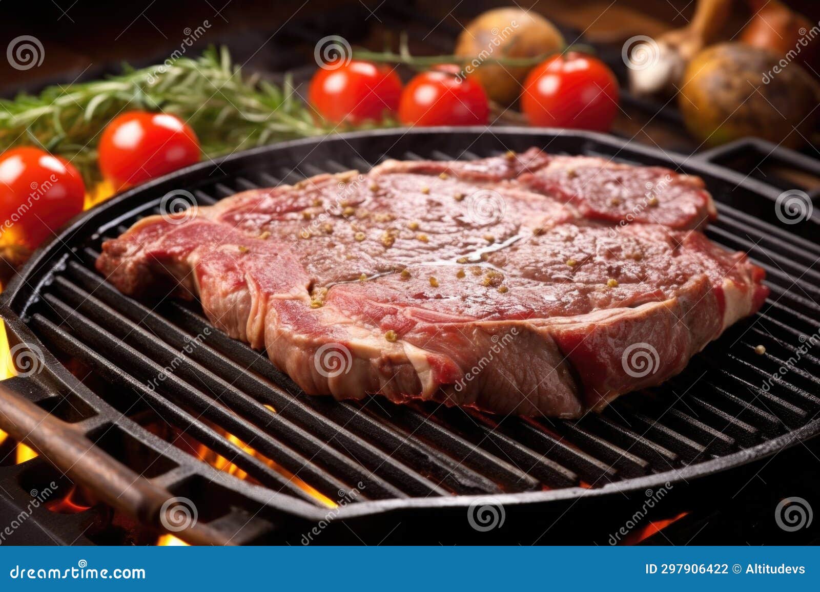 Sizzling Ribeye Steak on a Hot Grill Pan Stock Photo Image of ribeye