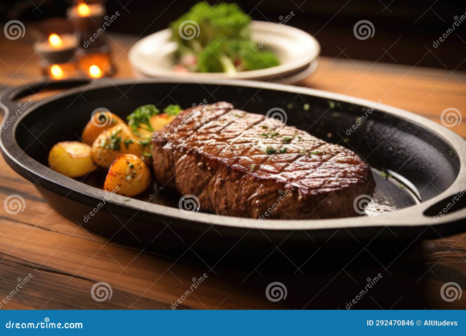 Sizzling Sirloin Steak on a Ceramic Plate Stock Photo Image of