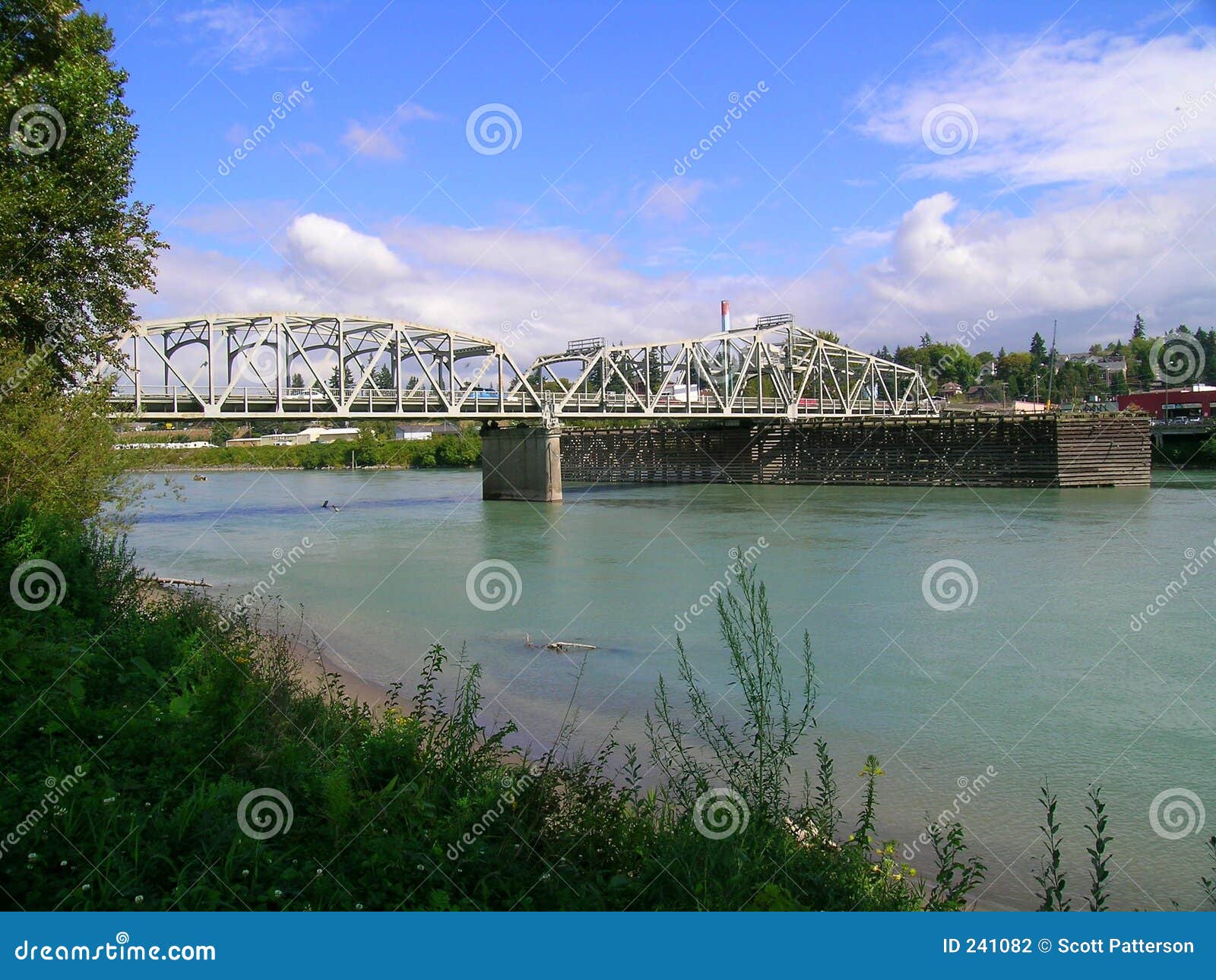 Skagit River Bridge stock photo. Image of commuting, boats 241082