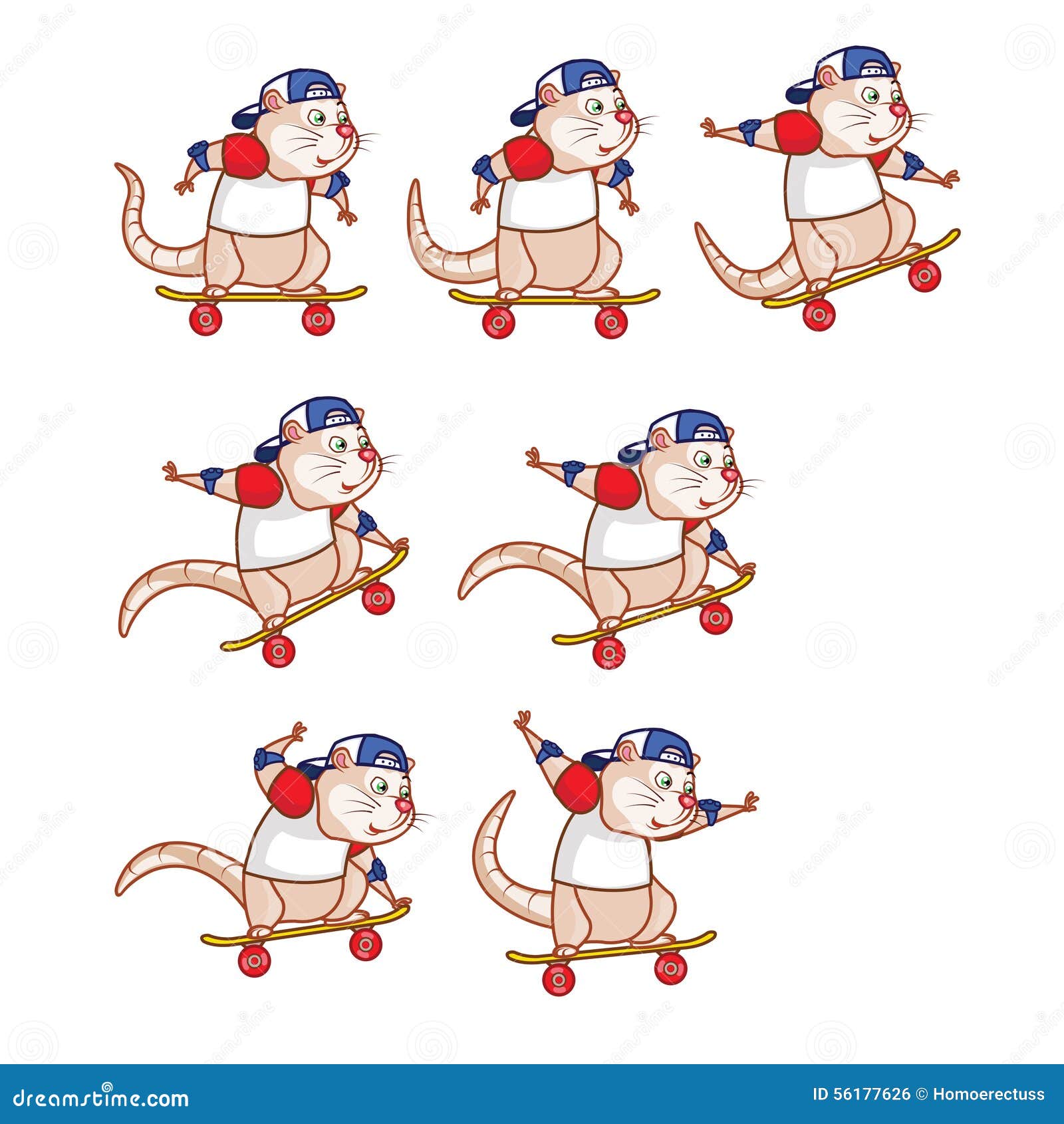 Skate Board Rat Jumping Sprite Stock Vector - Illustration of sport,  rodent: 56177626