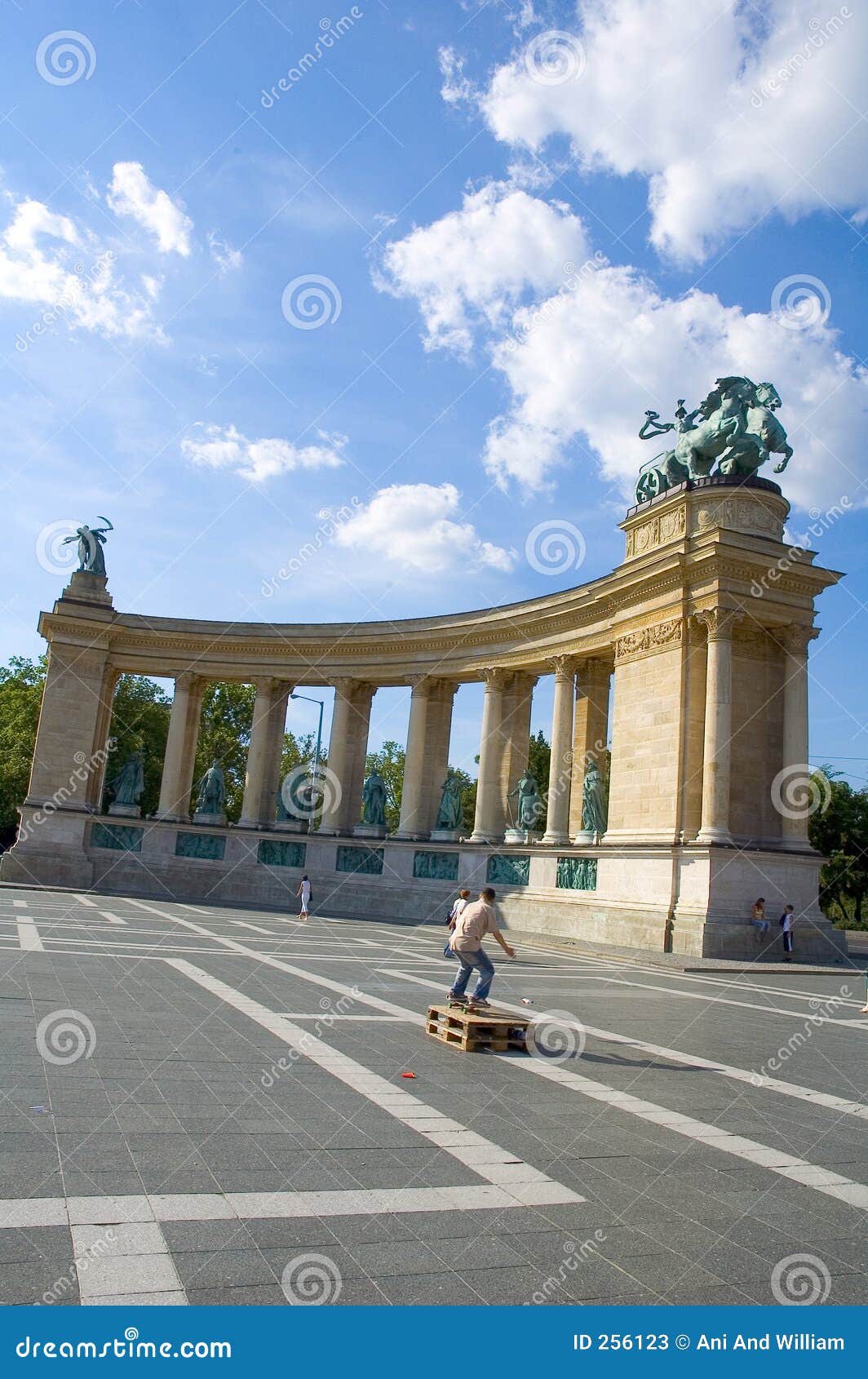 Skate Boarding in Hero Square, Budapest Stock Image Image of statues