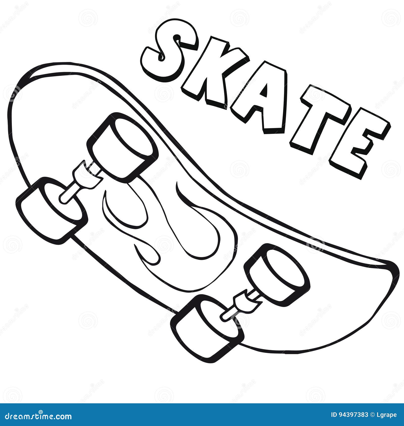 Skate Do Livro Para Colorir Estilo Dos Desenhos Animados Clipart