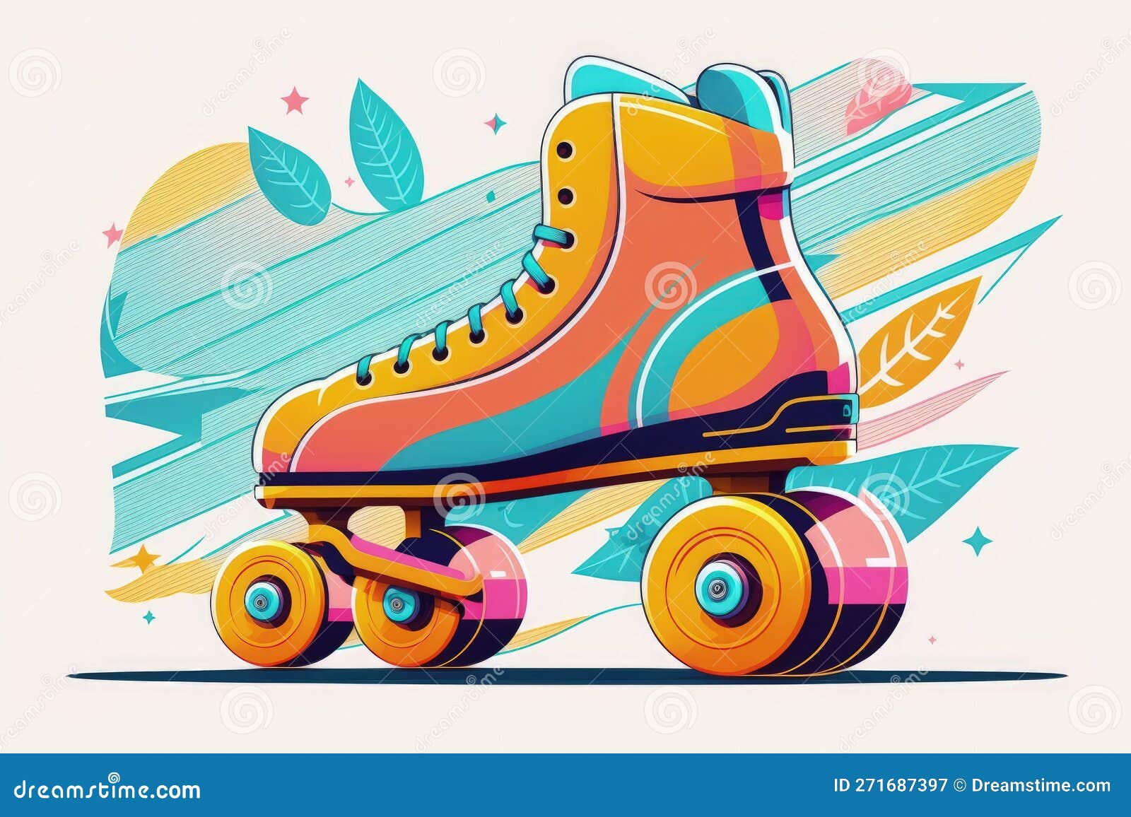 Skate by Gliding Along on Roller Skates. Think Roller Skates Stock