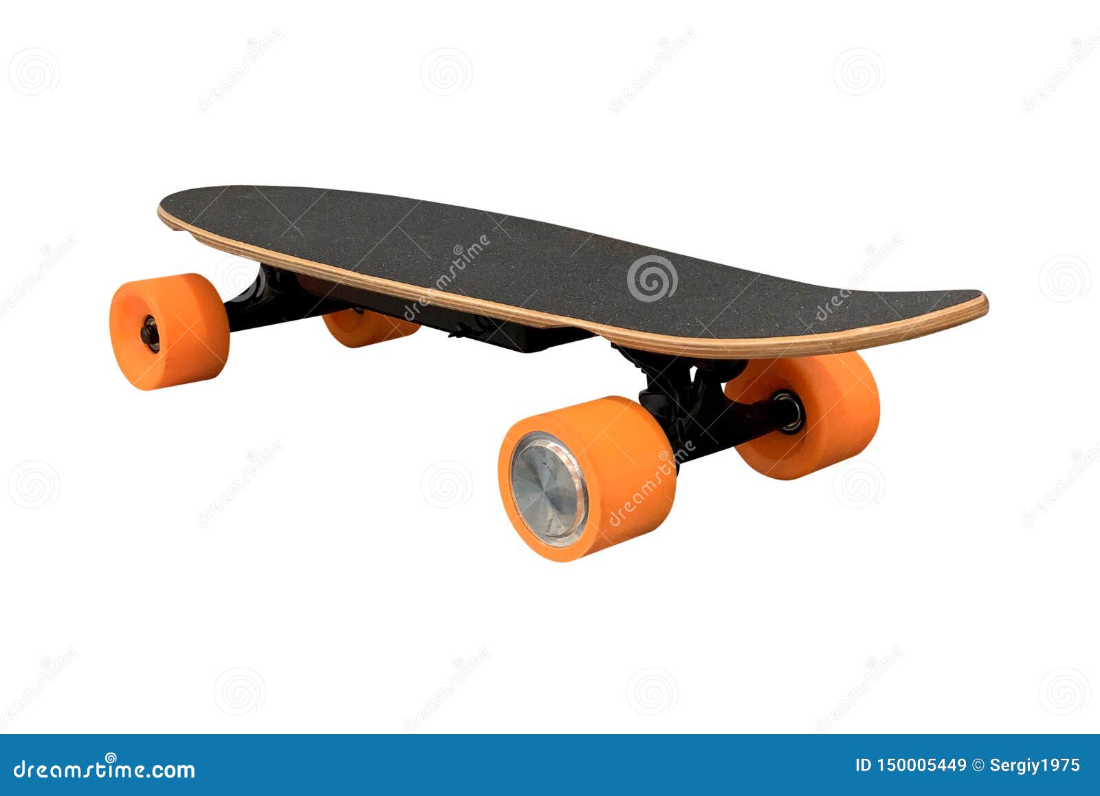 Skate with Orange Wheels Isolated on White Background Stock Image
