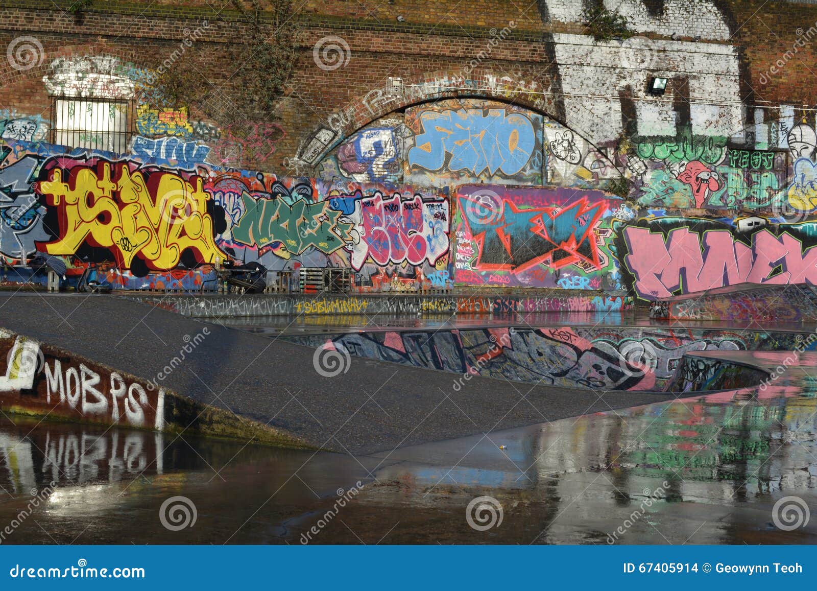 Skate park graffiti wall editorial stock image. Image of expression