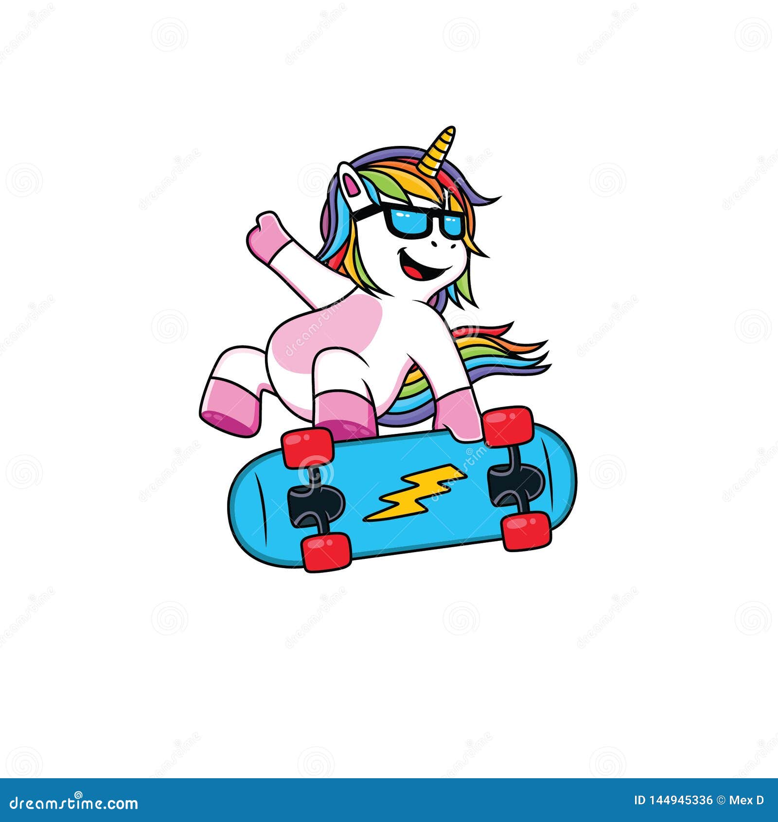 Skate Unicorn in White Background Stock Illustration Illustration of greeting, fantasy 144945336