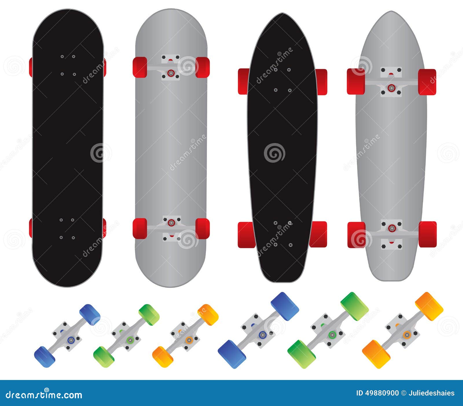 Skateboard and Longboard Custom Vector Stock Vector Illustration of