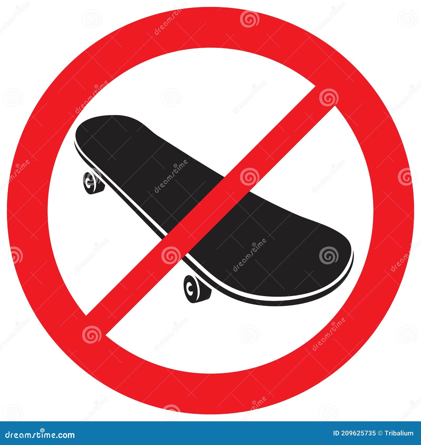Skateboard Not Allowed Sign Vector Illustration Stock Illustration