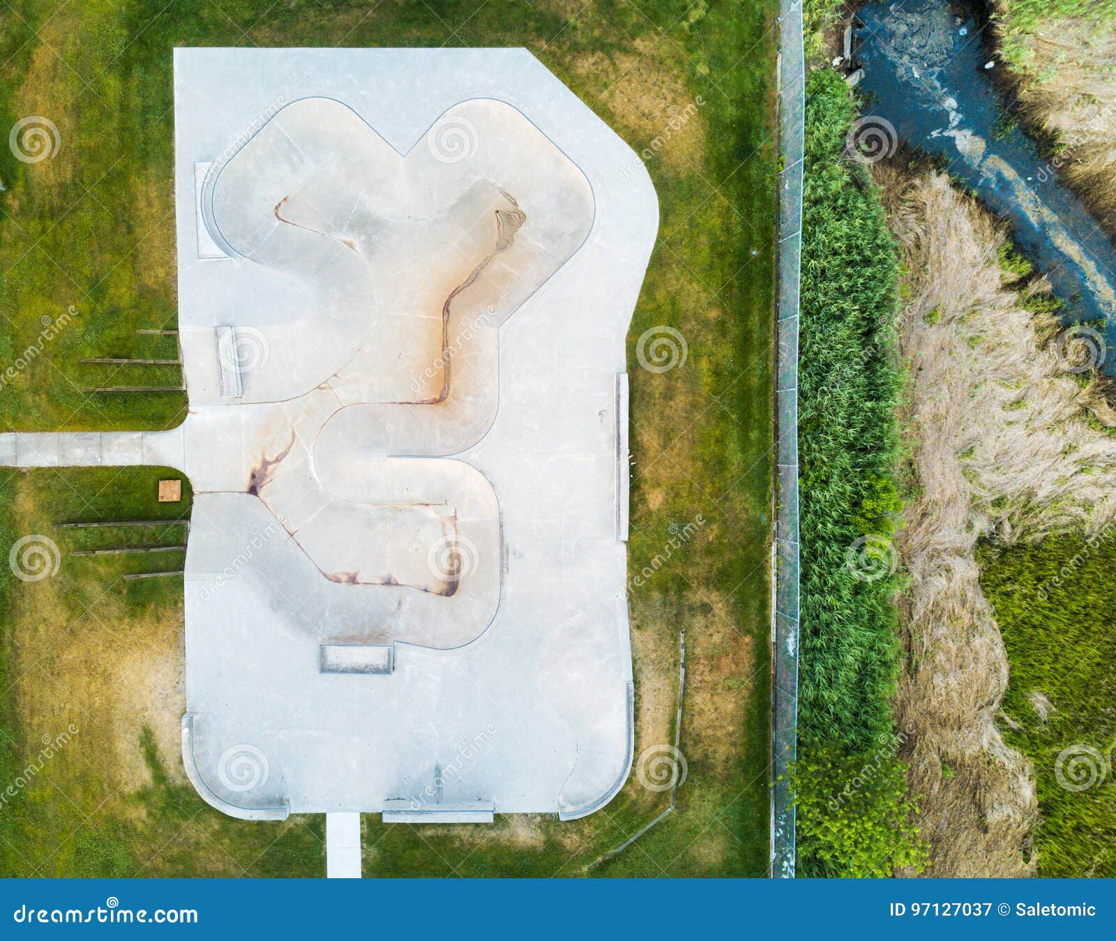 Skateboard and Roller Skates Park Aerial View Stock Image Image of