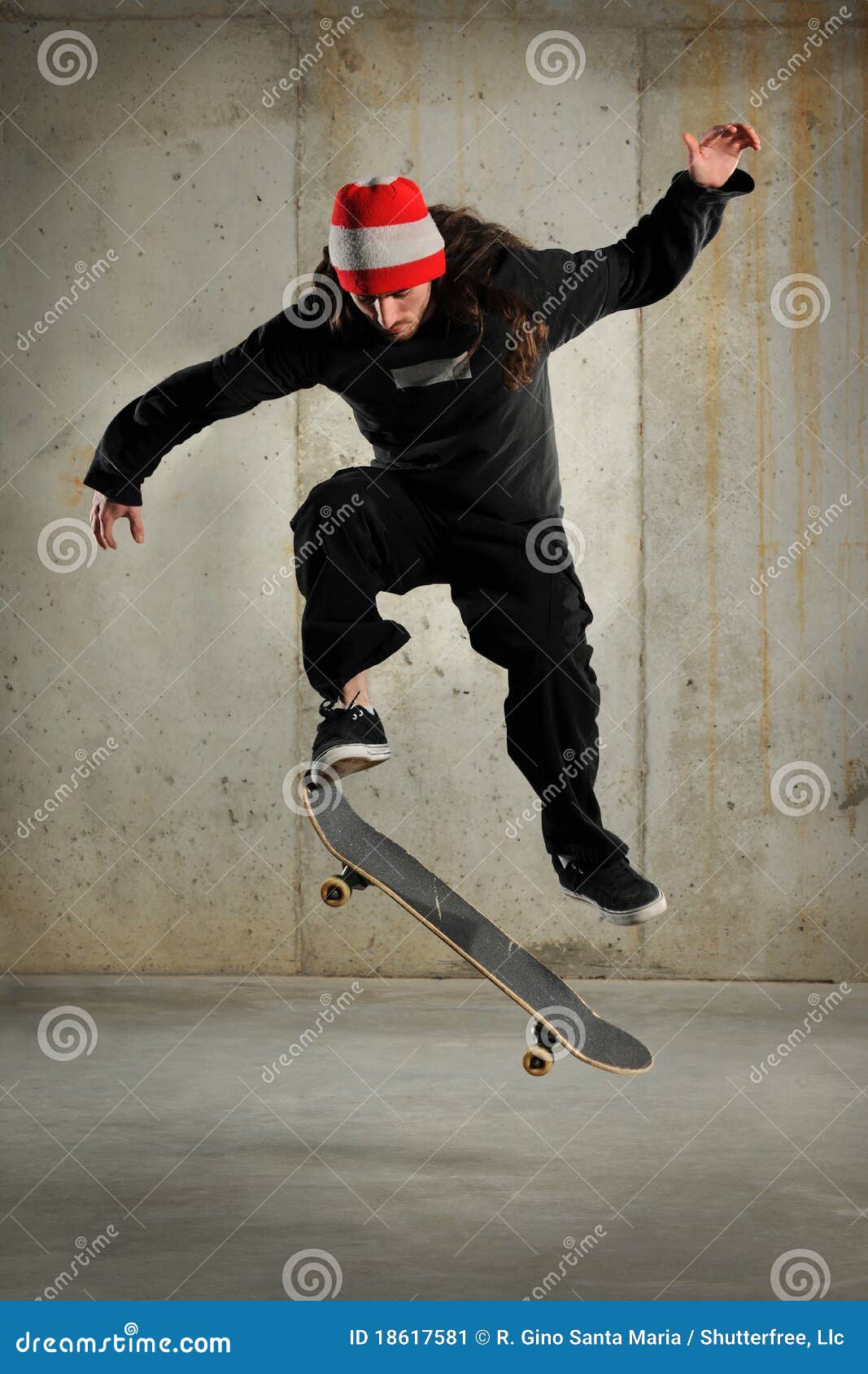 Skateboarder Jumping stock image. Image of trick, indoors - 18617581