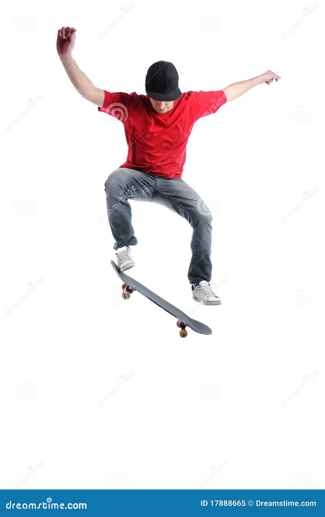 Skateboarder Jumping Isolated on White Stock Image - Image of pleasure ...