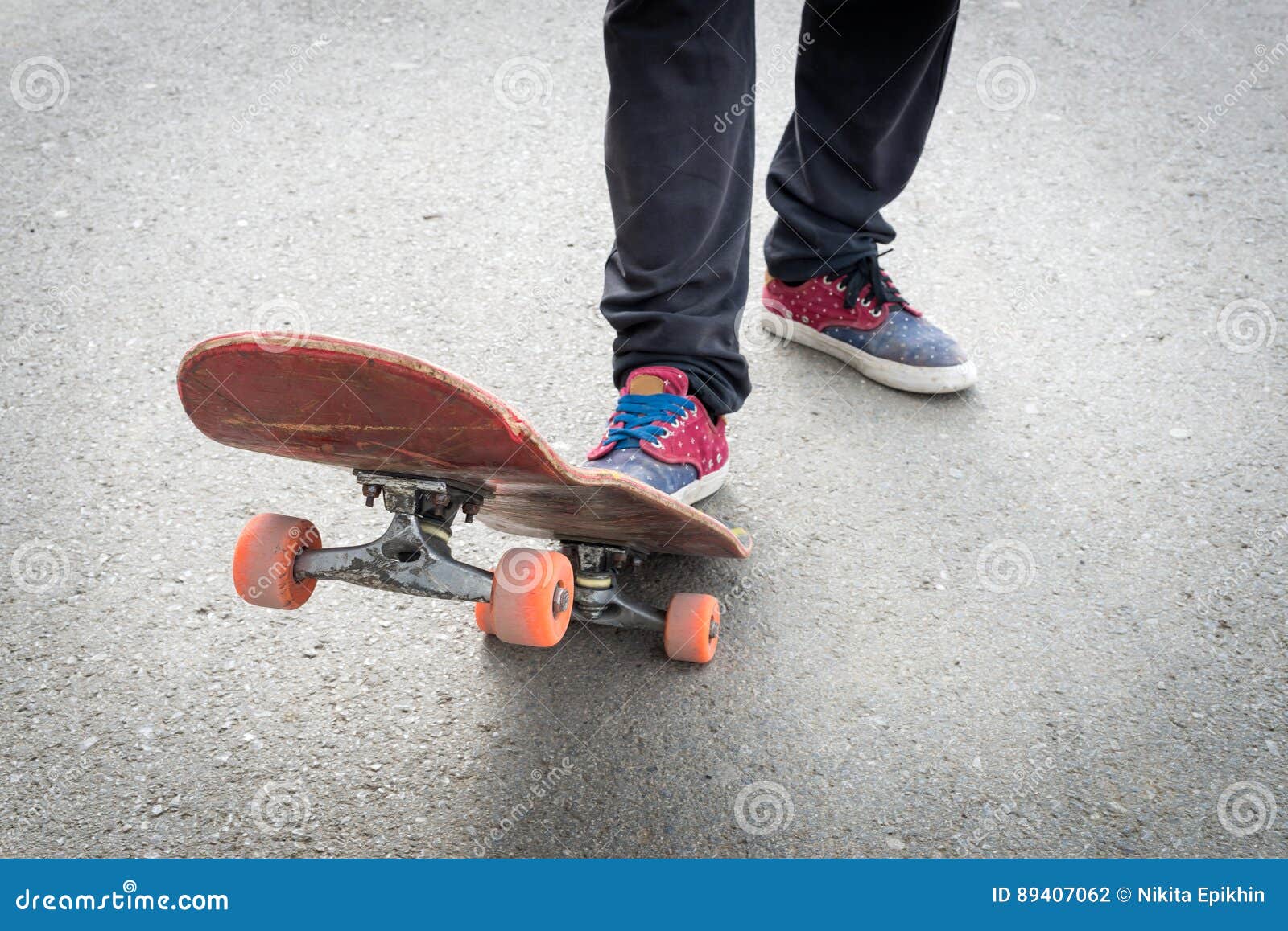 Skateboarders Feet while Skating Stock Photo Image of casual