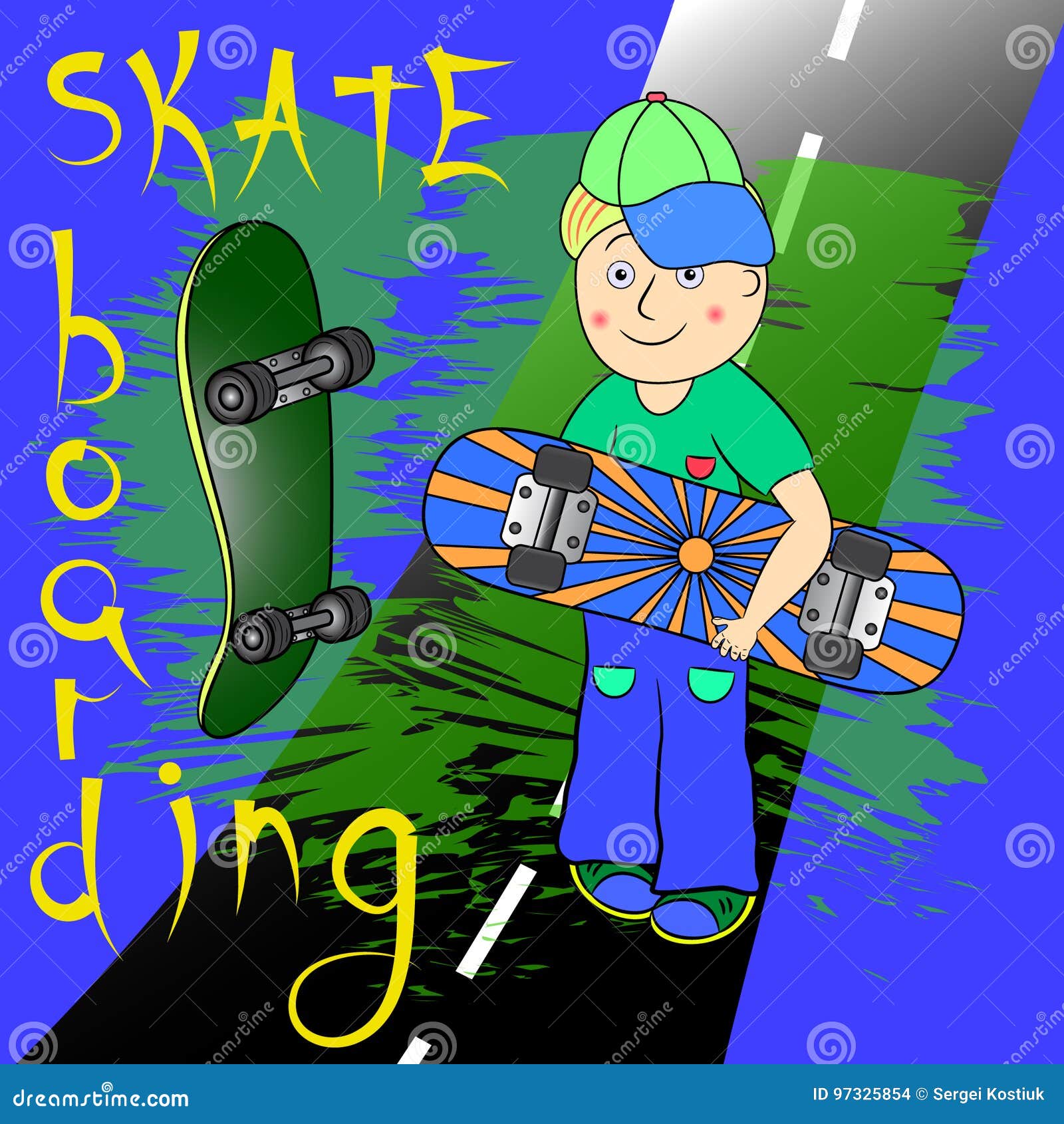 Skateboarding boy stock vector. Illustration of skate 97325854