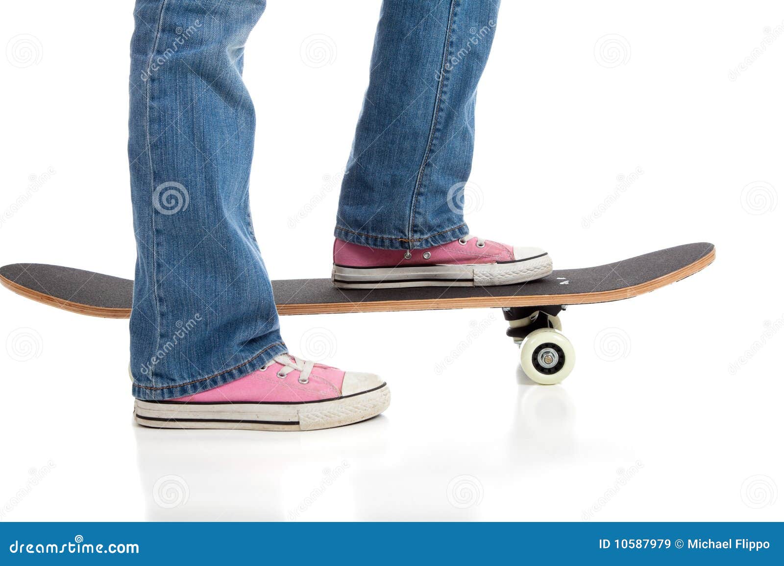 Skateboarding with Pink Shoes Stock Image Image of girl, teen 10587979