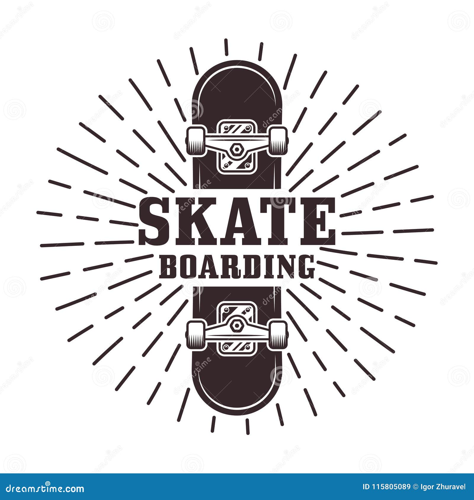 Skateboarding Vector Stamp or Label with Rays Stock Vector ...
