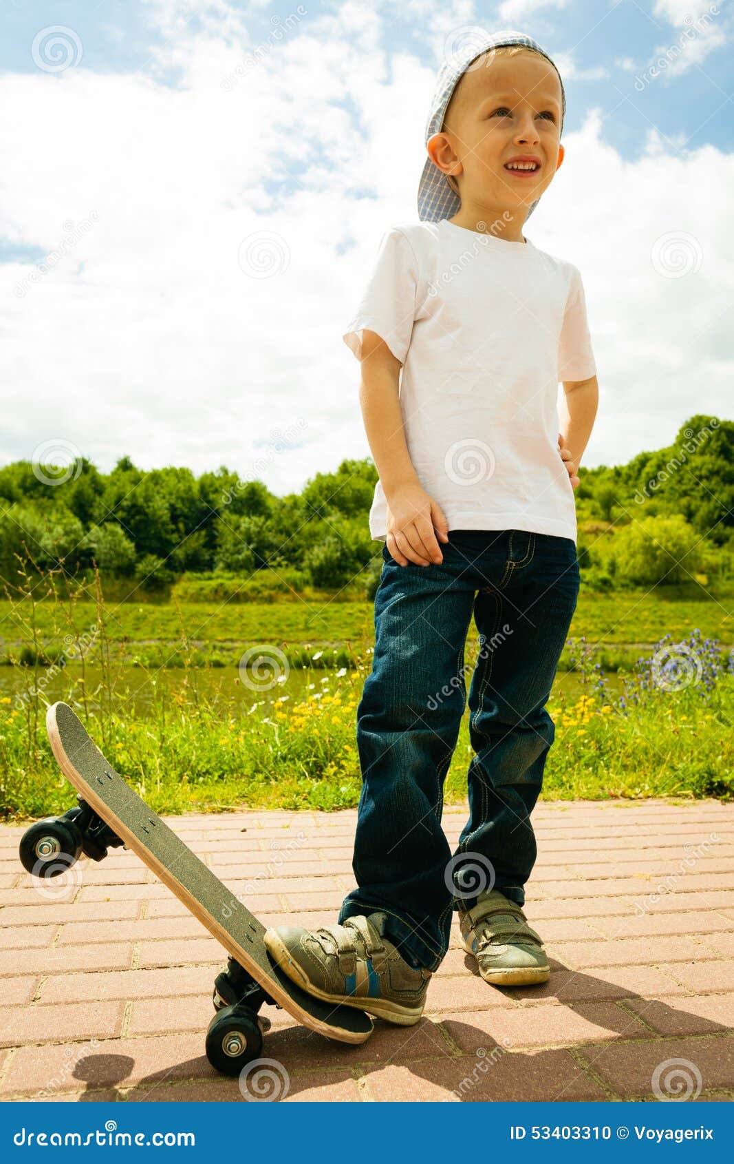 Skater Boy Child with His Skateboard. Outdoor Activity. Stock Photo ...