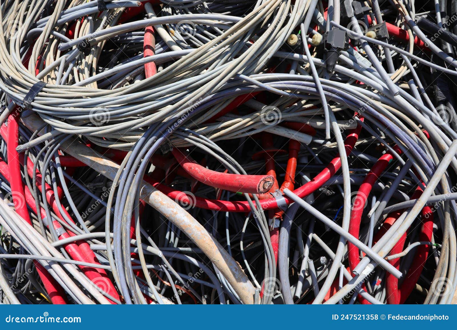 Skein of Discarded Copper Electrical Cable in the Landfill for T Stock