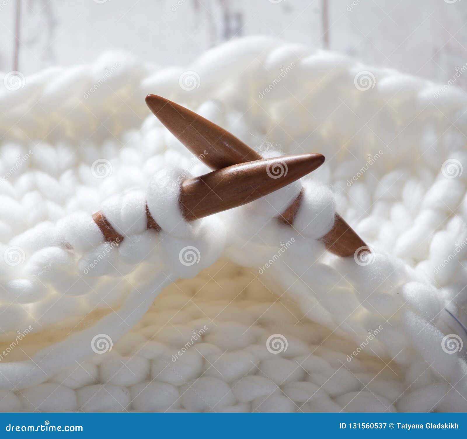 Skein with needle stock image. Image of wood, fiber 131560537