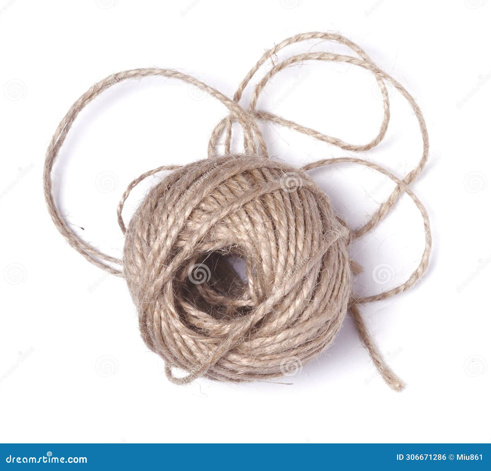 Roll of Tangled Jute String on a White Background. Stock Photo Image of friendly material 306671286