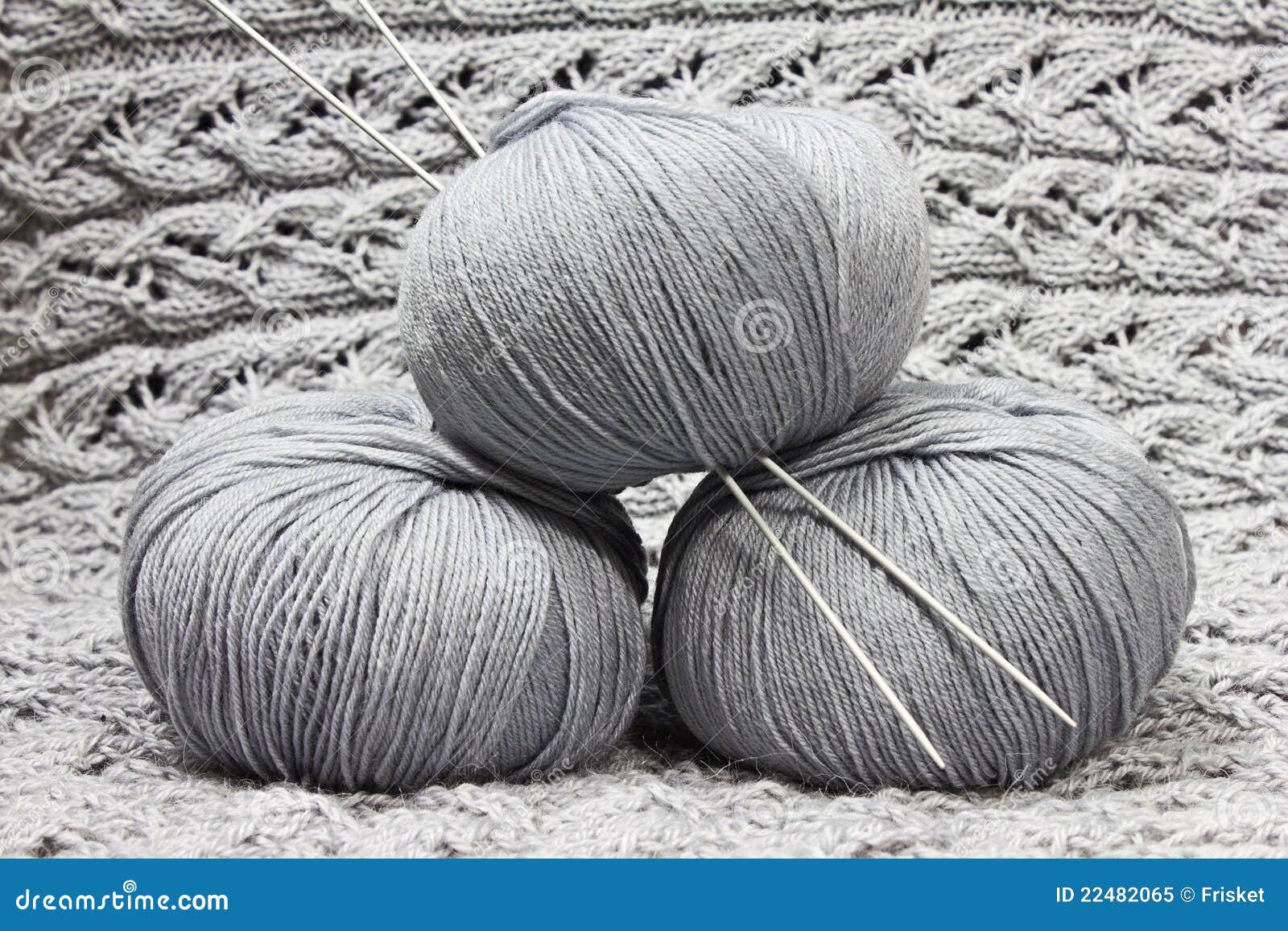 Skeins with Knitting Needles Stock Image Image of keywords, closeup