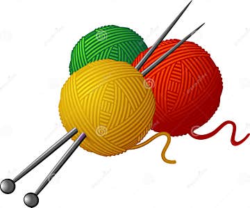 Skeins of Wool and Knitting Needles Stock Vector - Illustration of yarn ...