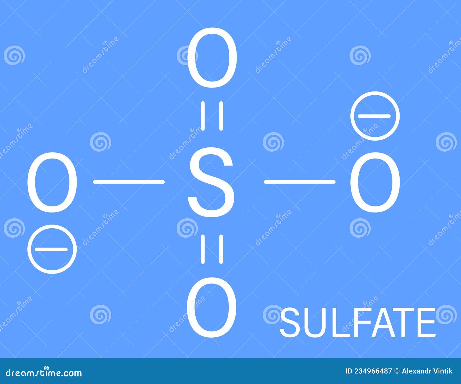 Skeletal Formula of Sulfate Anion Molecule, Chemical Structure. Stock