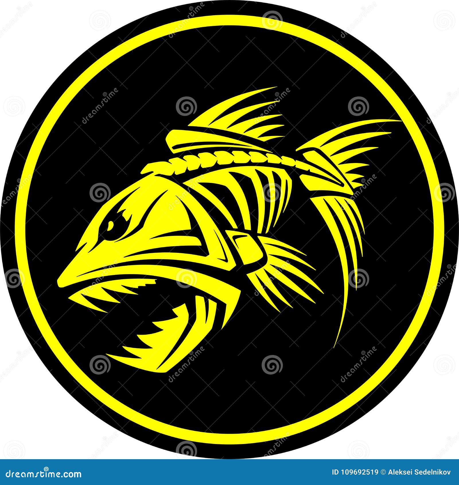 Download Skeleton Of Evil Fish With Teeth Vector Illustration Stock Vector - Illustration of bone ...