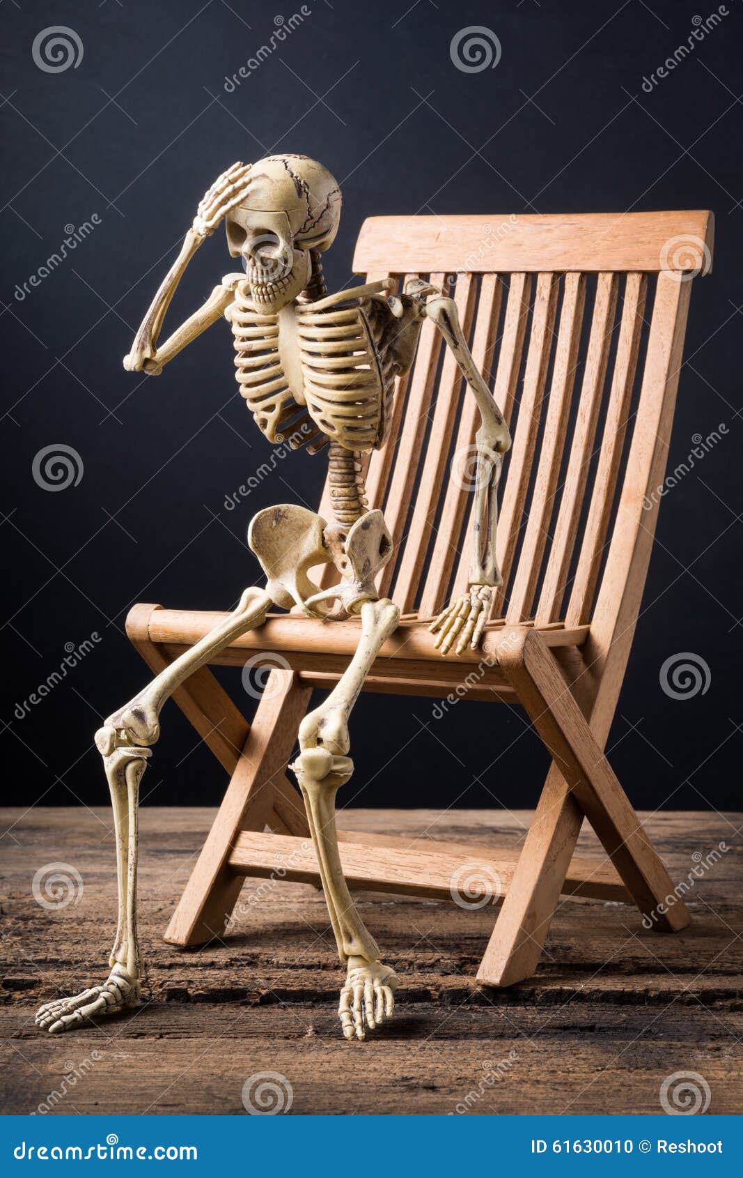 Skeleton Headache Stock Photo Image Of Wooden Human 61630010