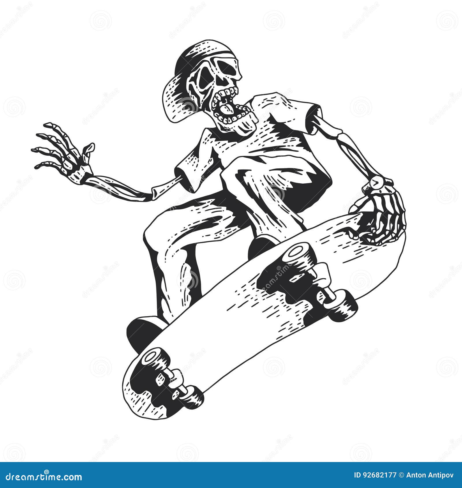 Скелет со скейтом