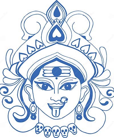 Sketch of Angry Goddess and Wife of Lord Shiva Durga Maa or Kali Matha ...