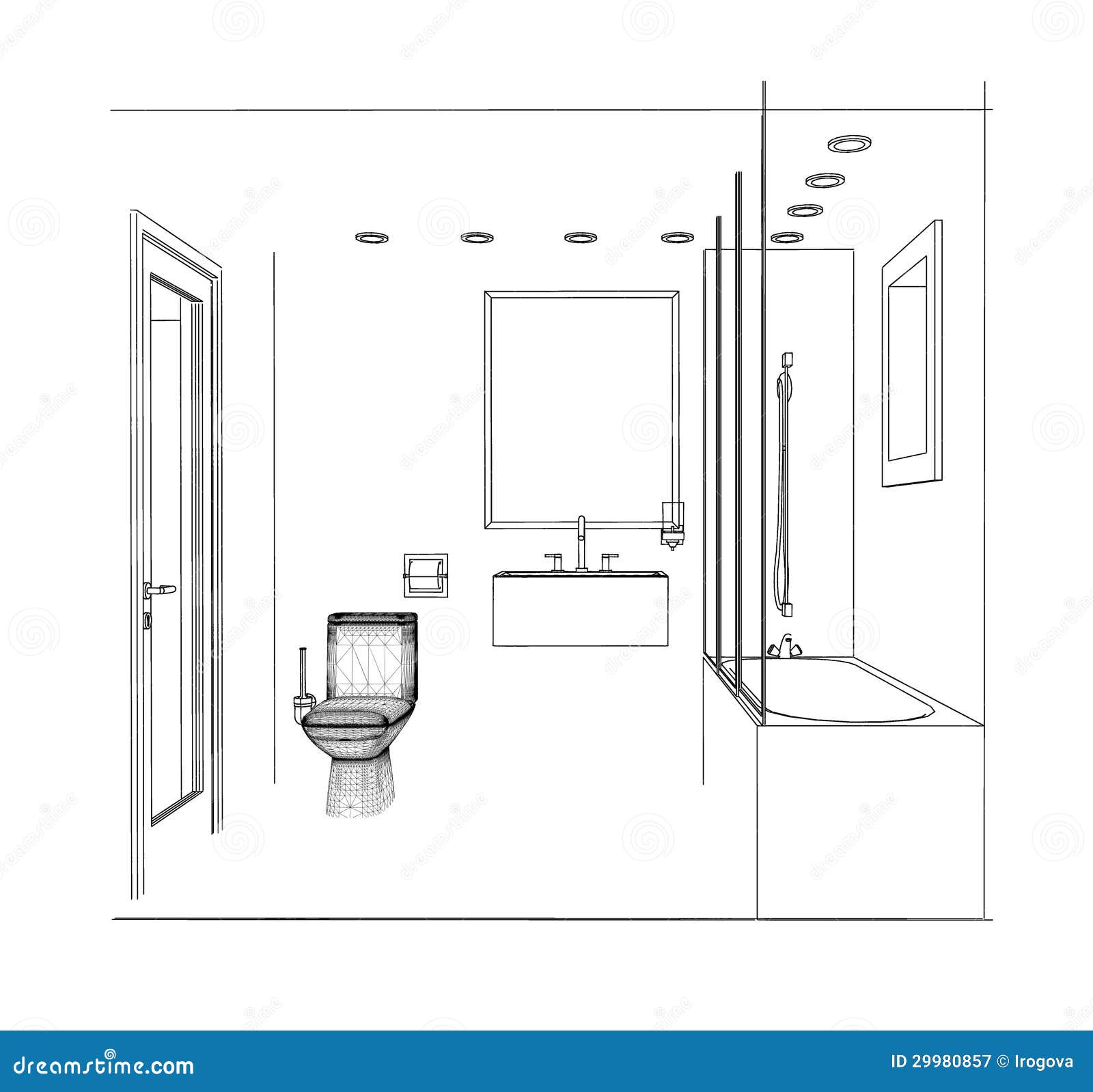 Hand drawn sketch. Linear sketch of an interior. Part of the bathroom.  Vector illustration Stock Vector Image & Art - Alamy